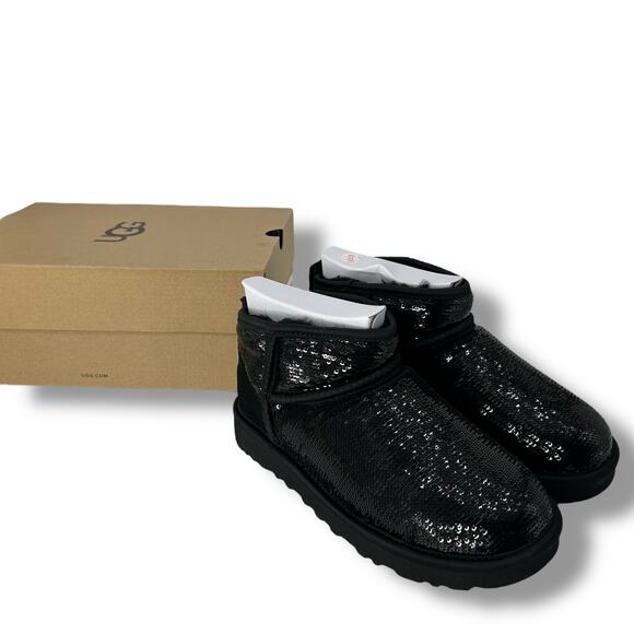 UGG Black Sequin Ankle Boots - Picture 2 of 11